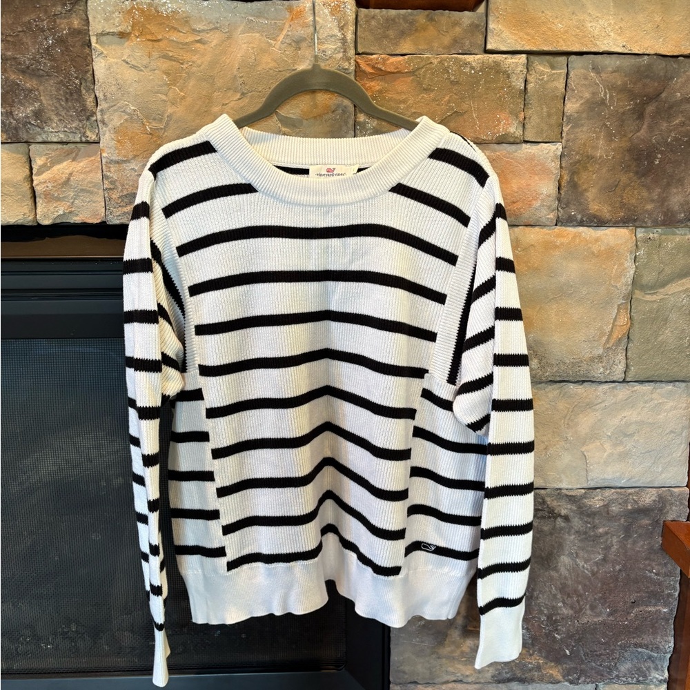 Vineyard Vines Black and White Striped Sweater